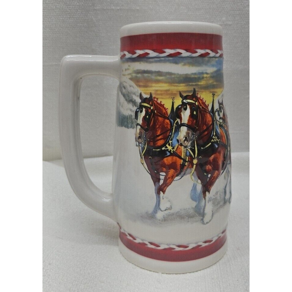 Budweiser Holiday Stein Collection 2010 "Dashing Through The Snow" Beer Mug